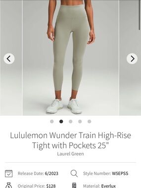 NWOT lululemon athletica High-Rise Wunder Train Leggings in Laurel Green